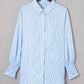 Mid-length Shirt with Striped Lapel and Oversized Drawdown Sleeves