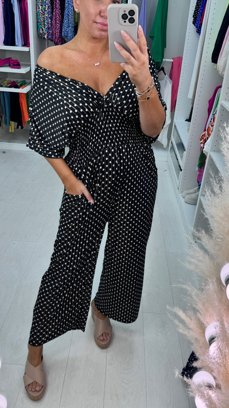 🔥HOT SALE  40% OFF💝Polka Dot Printed Elastic Waist Jumpsuit