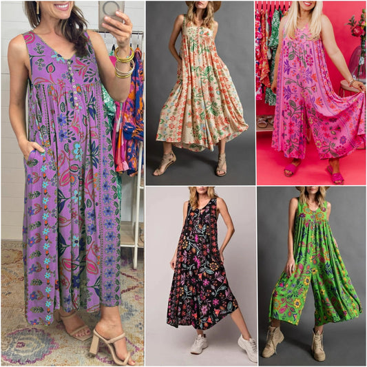 🔥Free Shipping💃✨ Vintage Printed Loose Sleeveless Jumpsuit