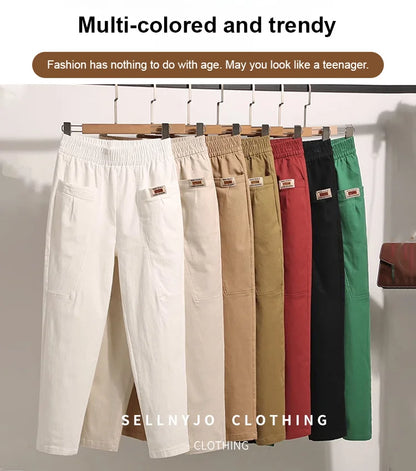 🔥Offer 50% OFF🔥Good Gift-Women's Elastic Waist Cotton Trousers