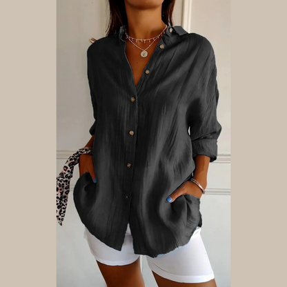 🌷LIMITED TIME OFFER 41% OFF🌷Classic Pleated Textured Single-Breasted Lapel Shirt for Women