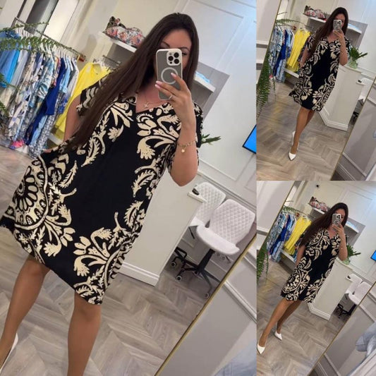 🌷Limited Time Offer 41%OFF💞Women’s Casual Printed V-neck Dress with Pocket