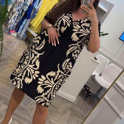 🌷Limited Time Offer 41%OFF💞Women’s Casual Printed V-neck Dress with Pocket