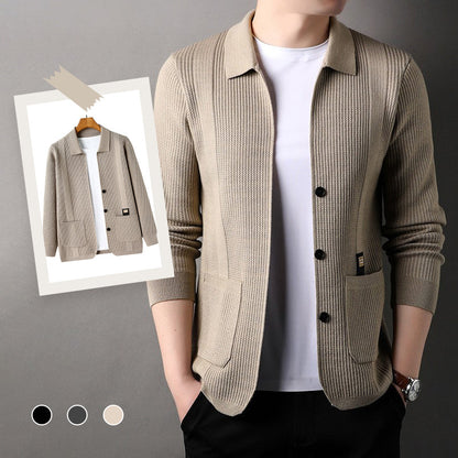 🍂Seasonal Specials❄️ Men's Lapel Knitted Long Sleeve Coat