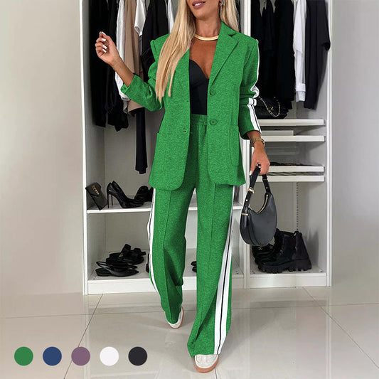 2 Piece Casual Set with Blazer and Joggers for Women