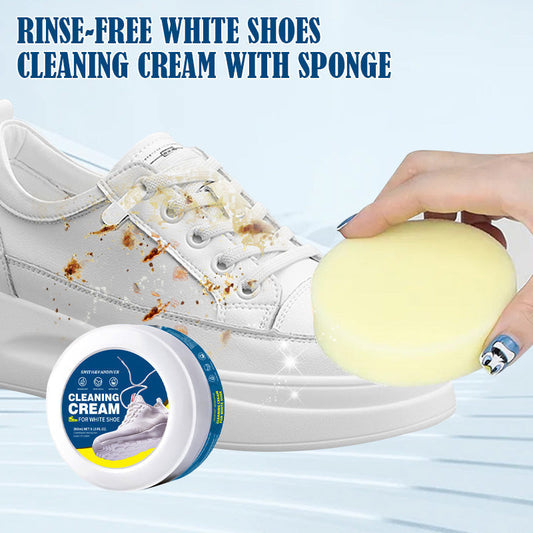 Rinse-Free White Shoes Cleaning Cream with Sponge