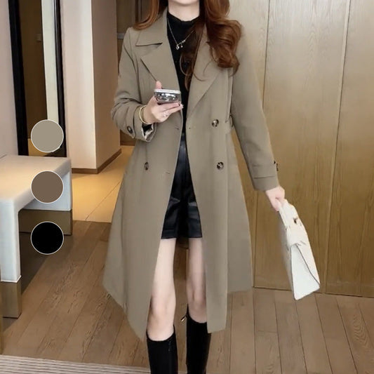 Elegant Women's Plush-Lined High-Grade Trench Coat